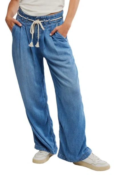 Free People Dakota High Waist Cinched Jeans In Vine