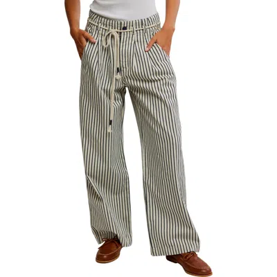 Free People Dakota Stripe Wide Leg Pants In Washed Railroad