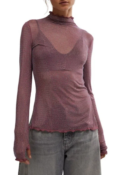 Free People Dance All Night Long Sleeve Top In Mauve