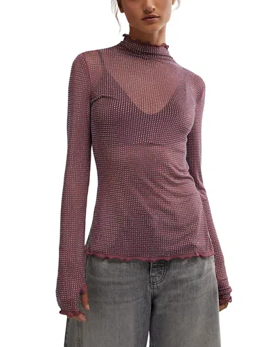 Free People Dance All Night Long Sleeve Top In Mauve