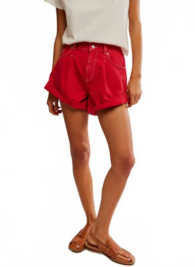 FREE PEOPLE DANNI DENIM SHORT IN RED