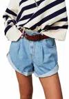 Free People Danni Roll Cuff Denim Shorts In Blue