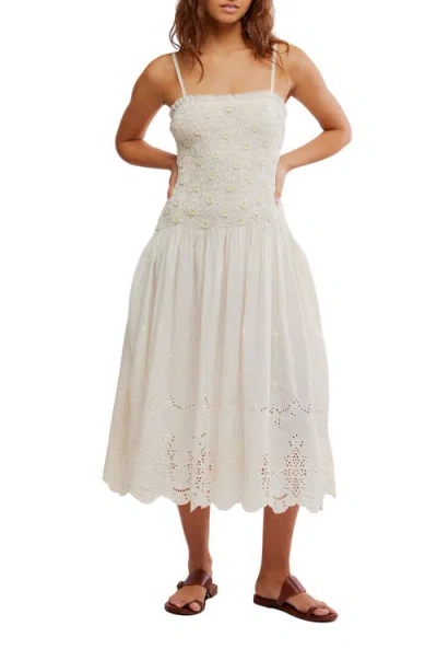 Free People Daphne Floral Appliqué Cotton Sundress In White