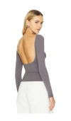 Free People X Intimately Fp Low Back Seamless Long Sleeve In Dark Gull Gray