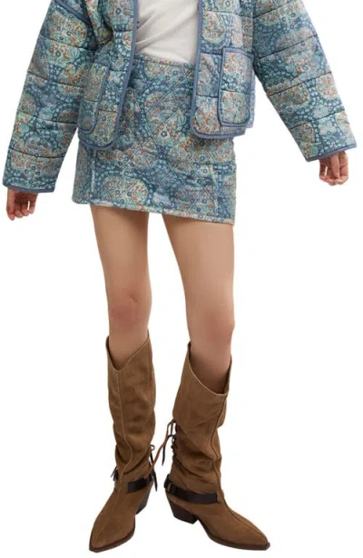 Free People Darla Quilted Cotton Miniskirt In Husky Combo - Tapestry
