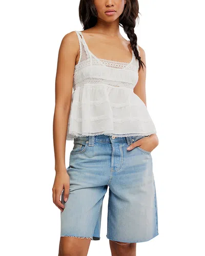 Free People Darling Dreams Lace Trim Babydoll Camisole In White
