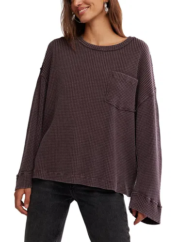 Free People Cotton Thermal Knit Top In Burgundy