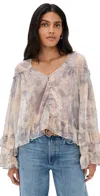 Free People Day Dreaming Blouse Stone Combo In Multi