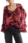 Free People Day Dreaming Ruffle Trim Top In Multi