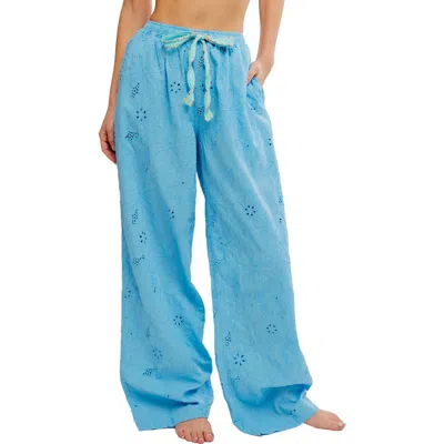Free People Day Drift Eyelet Pajama Pants In Blue