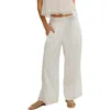 Free People Days End Pull-on Linen Blend Wide Leg Pants In White