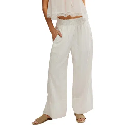 Free People Days End Pull-on Linen Blend Wide Leg Pants In White