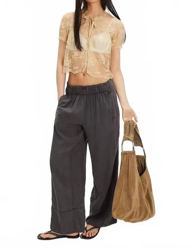 Free People Day's End Linen Pull-on Pants In Black