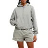 Free People Day Off Crop Cotton Blend Hoodie In Gray