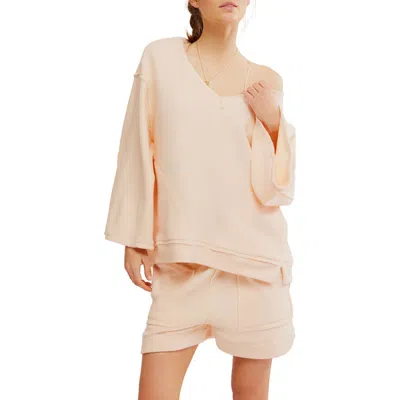 Free People Day Off Fleece Pullover In Tender Peach