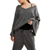 Free People Day Off Fleece Pullover In Washed Black