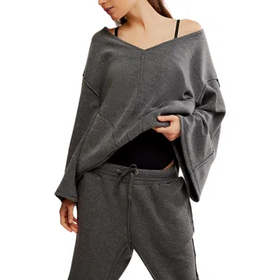 Free People Day Off Fleece Pullover In Washed Black