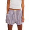 Free People Day To Day Flannel Boxer Pajama Shorts In Blue