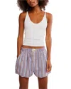 Free People Day To Day Flannel Boxer Pajama Shorts In White
