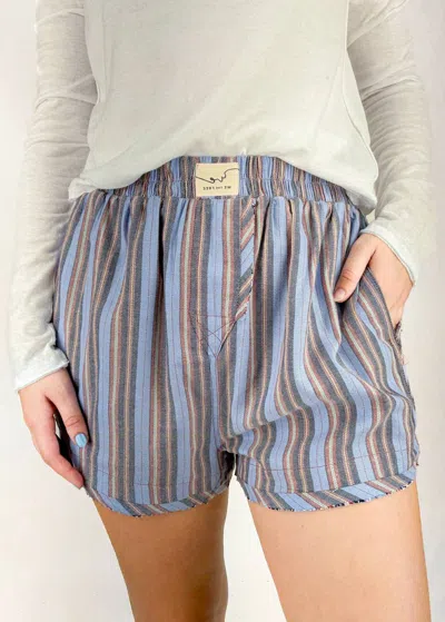 Free People Day To Day Flannel Boxer Shorts In Blue Combo In Multi