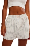 Free People Day To Day Stripe Boxer Shorts In Ivory Combo