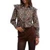 Free People Daybreak Floral Print Long Sleeve Shirt In Black Combo