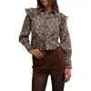 Free People Daybreak Floral Print Long Sleeve Shirt In Black Combo