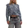 Free People Printed Daybreak Blouse In Chambray Combo