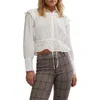 Free People Daybreak Ruffle Cotton Shirt In Optic White