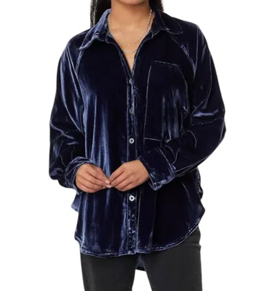 Free People Daydream Velvet Top In Navy In Blue