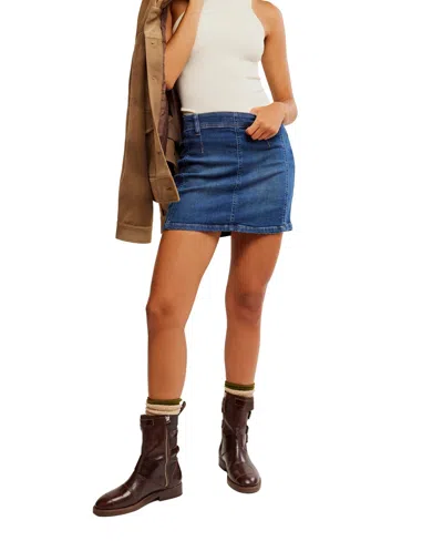 Free People Daylight Mini Denim Skirt In Helix In Blue