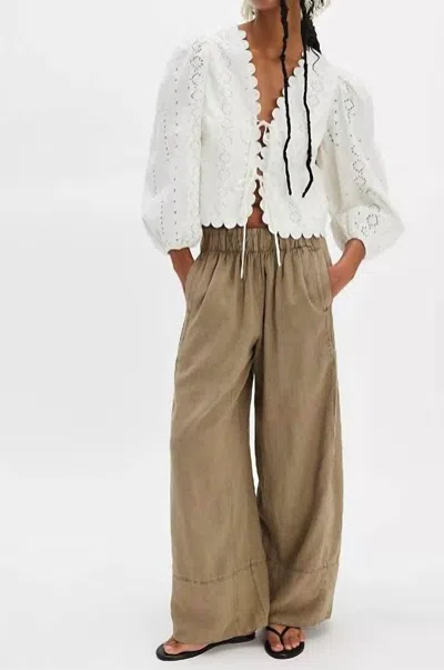 Free People Days End Linen Mix Pull On Pants In Brown
