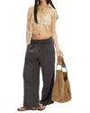Free People Days End Linen Pull On Pant In Black In Black