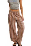 Free People Days End Linen Stripe Pant In Neutral Combo