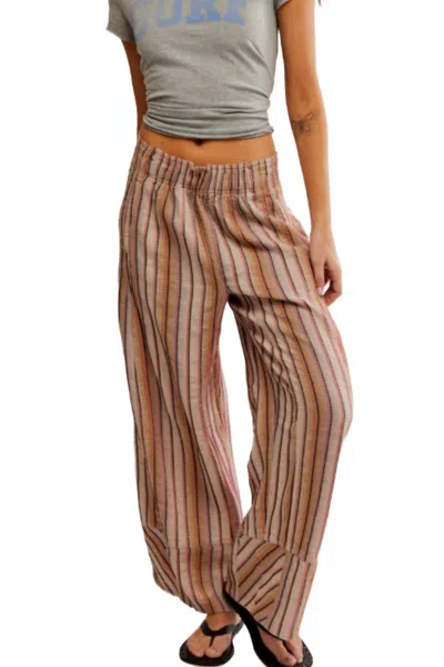 Free People Days End Linen Stripe Pant In Neutral Combo