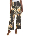 Free People Days End Printed Linen Pull On Pants In Washed Black Combo In Black
