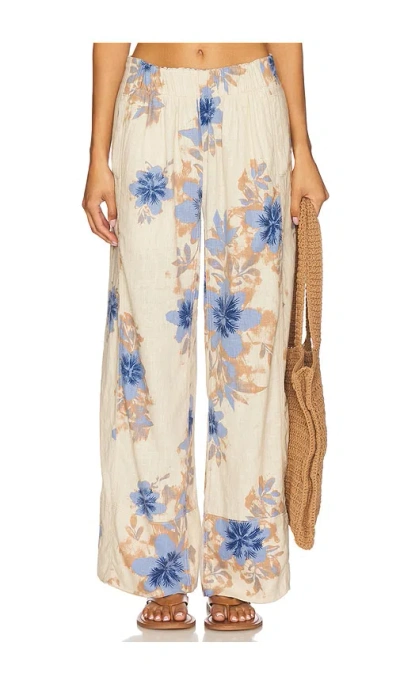 Free People Days End Printed Linen Pull On Pant