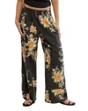 Free People Days End Floral Wide Leg Linen Blend Pants In Black