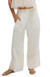 Free People Days End Pull-on Linen Blend Wide Leg Pants In White