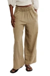 Free People Days End Pull-on Linen Blend Wide Leg Pants In Caiman