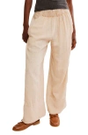 Free People Days End Pull-on Linen Blend Wide Leg Pants In Sand Dollar
