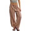 Free People Days End Stripe Cotton Drawstring Pants In Neutral Combo