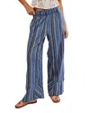 Free People Days End Stripe Cotton Drawstring Pants In Indigo Combo
