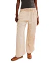 Free People Days End Pull-on Linen Blend Wide Leg Pants In Sand Dollar