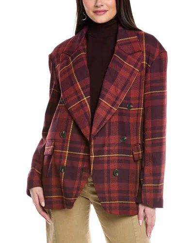 Free People Dean Double Breasted Blazer In Plum Combo In Multi