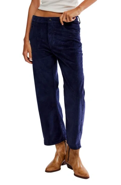 Free People Deep Trance Corduroy Wide Leg Ankle Pants In Blue