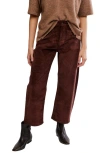 Free People Deep Trance Corduroy Wide Leg Ankle Pants In Brown