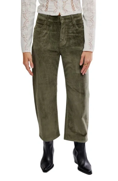Free People Deep Trance Corduroy Wide Leg Ankle Pants In Green