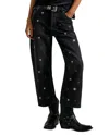 Free People Deep Trance Embroidered High Rise Jeans In Starry Night In Black