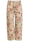 Free People Deep Trance Floral-print Straight-leg Cropped Jeans In Multi